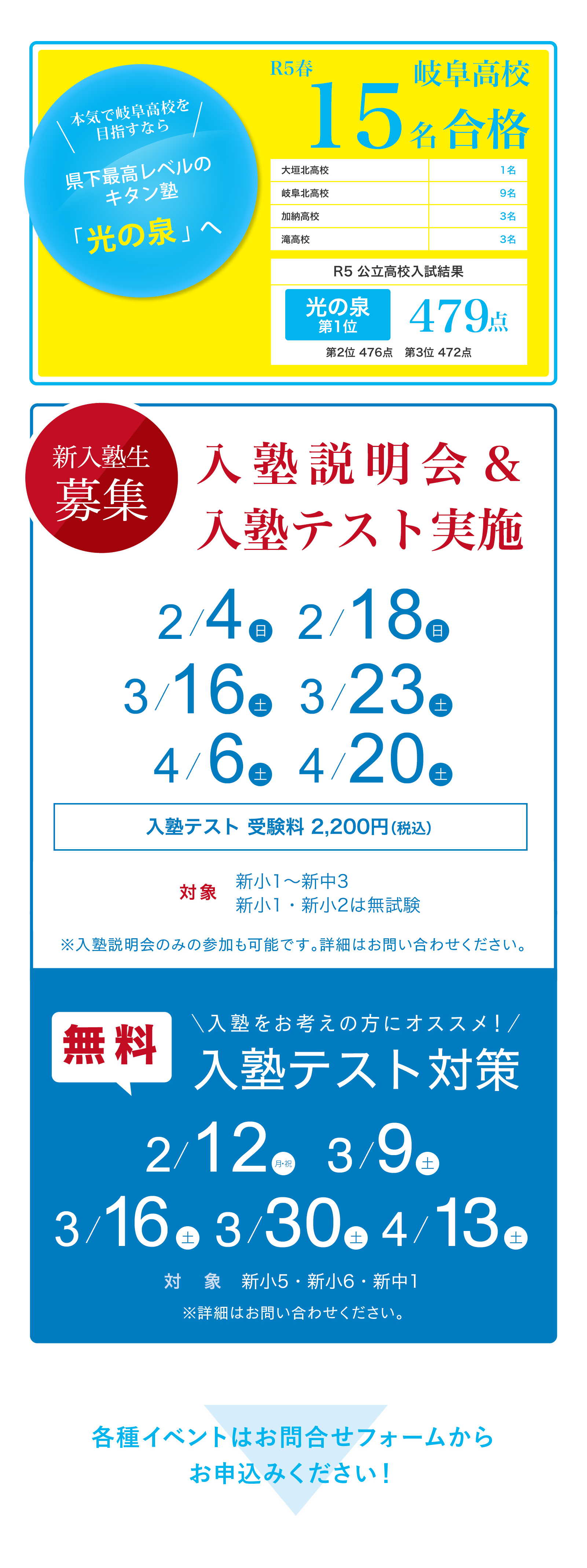 岐阜高校入学者のおよそ14人に1人がキタングループ生。高校受験その他高校合格実績も豊富